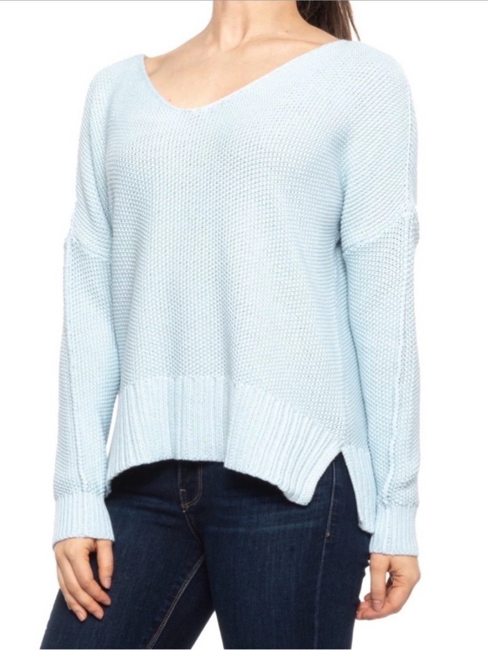 Lucky Brand Light Blue V-Neck Knit Sweater